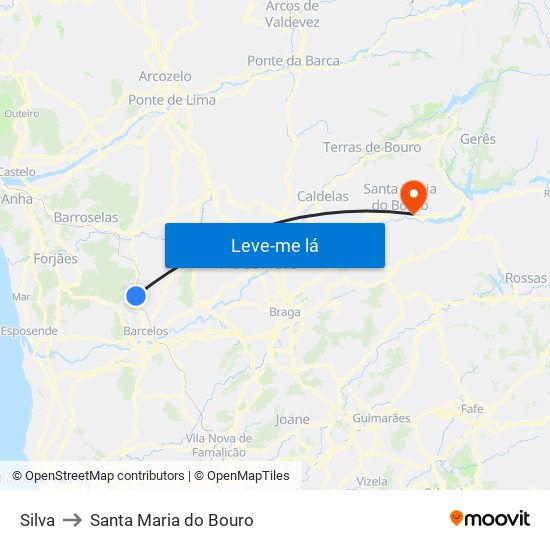 Silva to Santa Maria do Bouro map