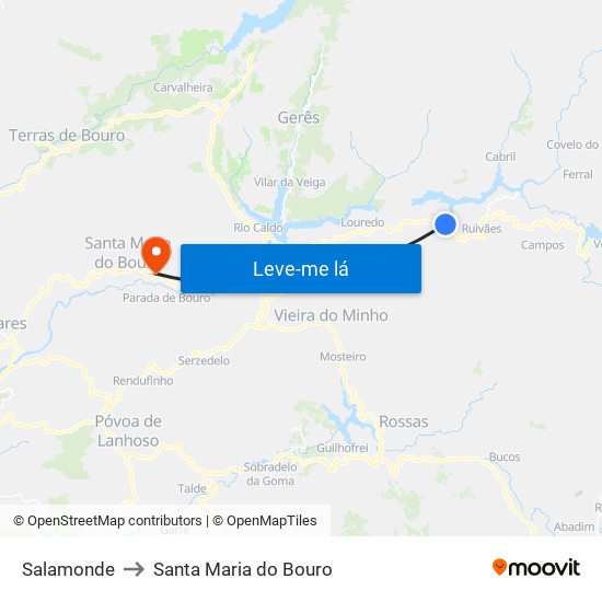 Salamonde to Santa Maria do Bouro map