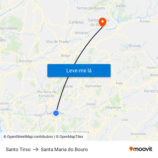 Santo Tirso to Santa Maria do Bouro map