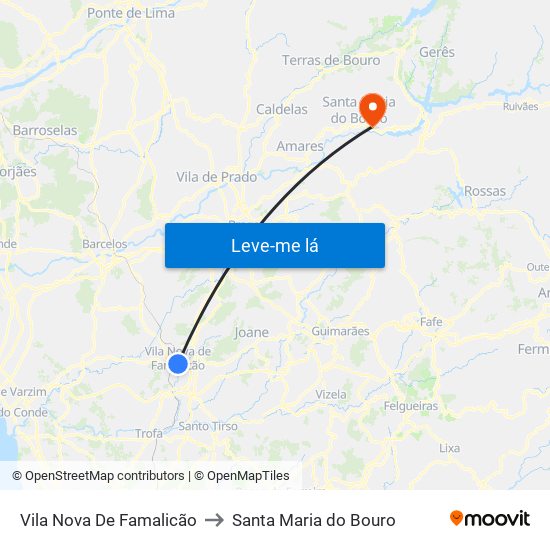 Vila Nova De Famalicão to Santa Maria do Bouro map