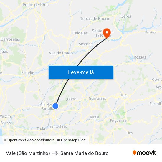 Vale (São Martinho) to Santa Maria do Bouro map