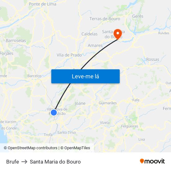 Brufe to Santa Maria do Bouro map