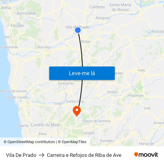 Vila De Prado to Carreira e Refojos de Riba de Ave map