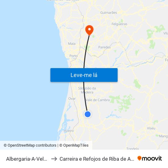 Albergaria-A-Velha to Carreira e Refojos de Riba de Ave map