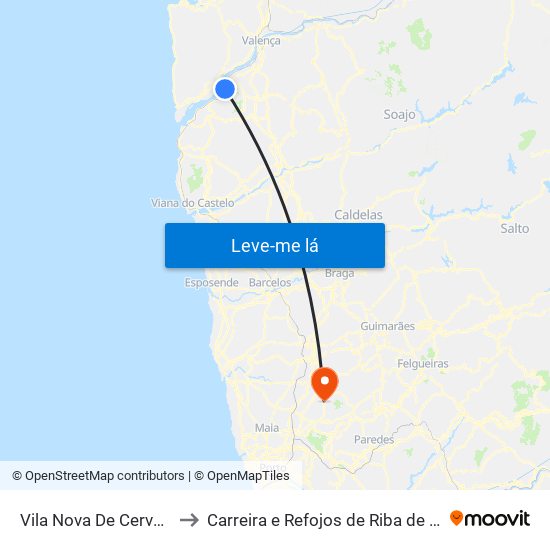 Vila Nova De Cerveira to Carreira e Refojos de Riba de Ave map