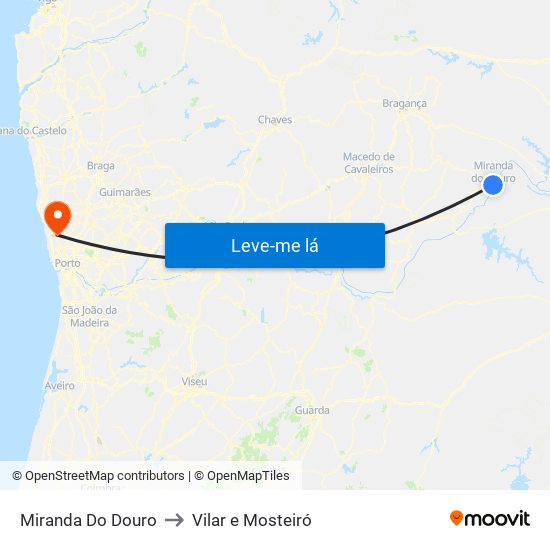 Miranda Do Douro to Vilar e Mosteiró map