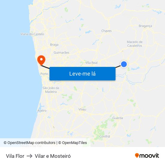 Vila Flor to Vilar e Mosteiró map