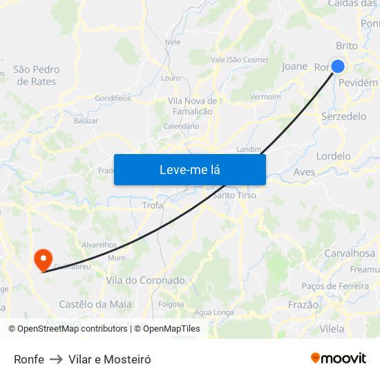 Ronfe to Vilar e Mosteiró map