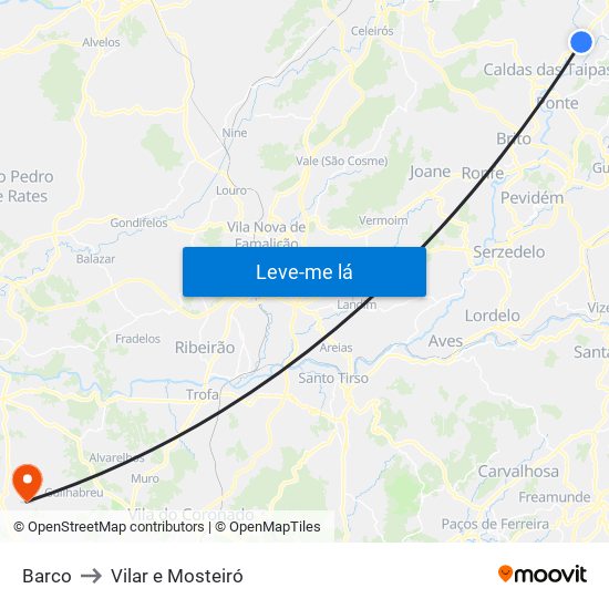 Barco to Vilar e Mosteiró map