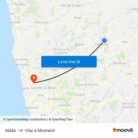 Aldão to Vilar e Mosteiró map