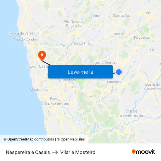 Nespereira e Casais to Vilar e Mosteiró map