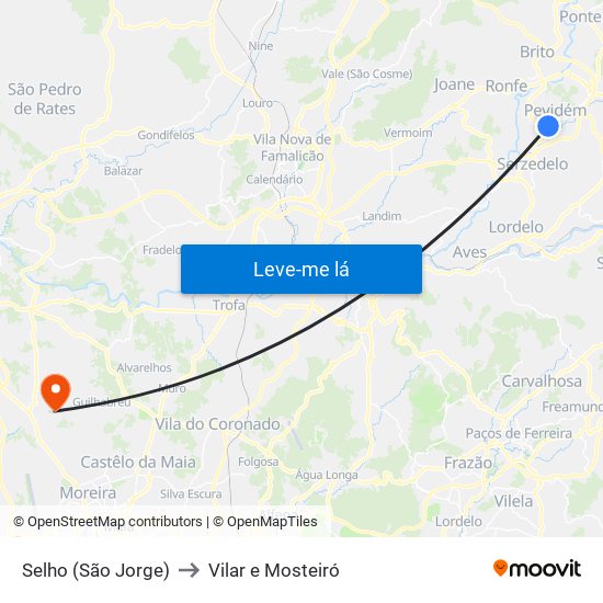 Selho (São Jorge) to Vilar e Mosteiró map