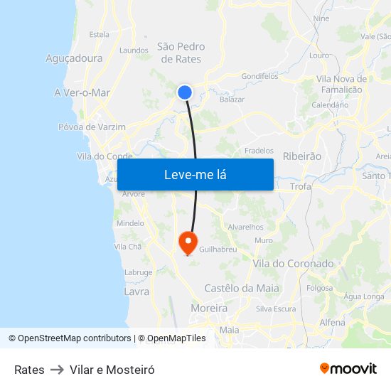 Rates to Vilar e Mosteiró map