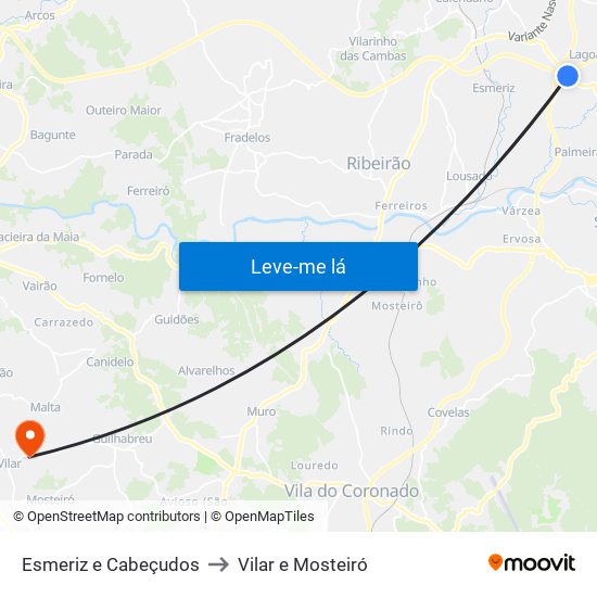 Esmeriz e Cabeçudos to Vilar e Mosteiró map