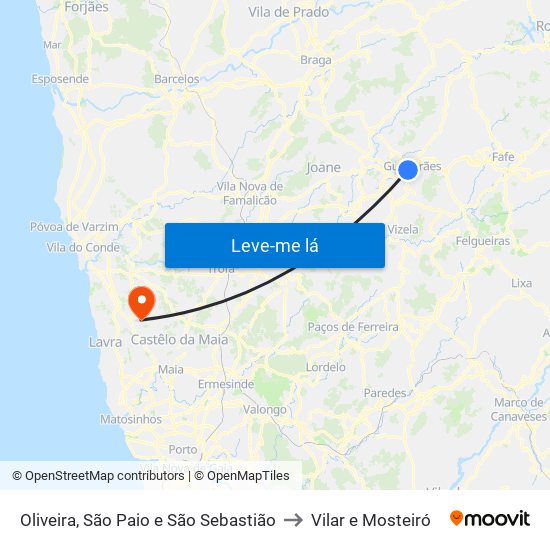 Oliveira, São Paio e São Sebastião to Vilar e Mosteiró map