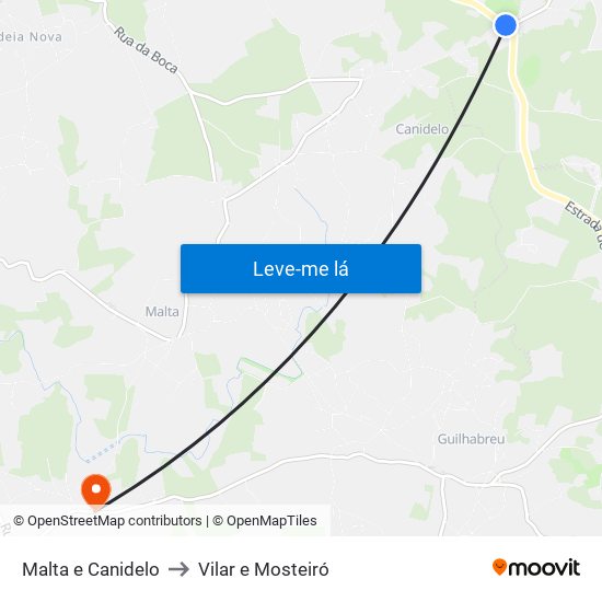 Malta e Canidelo to Vilar e Mosteiró map