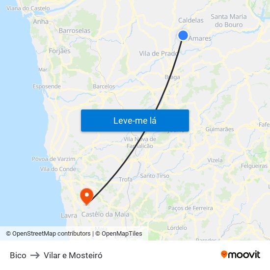 Bico to Vilar e Mosteiró map