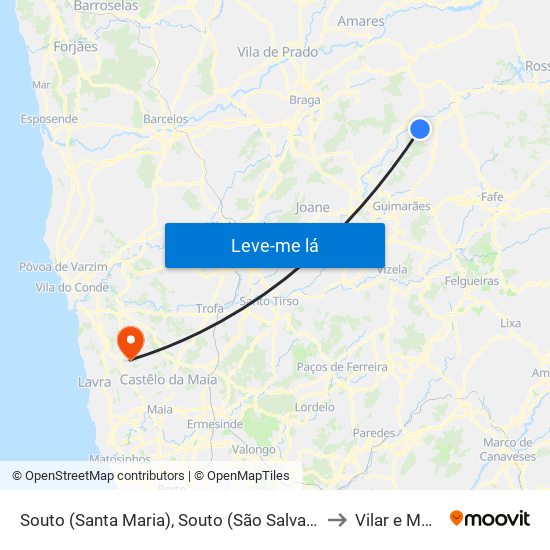 Souto (Santa Maria), Souto (São Salvador) e Gondomar to Vilar e Mosteiró map