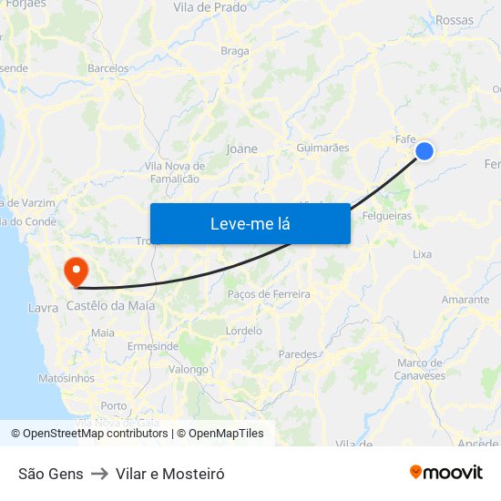 São Gens to Vilar e Mosteiró map