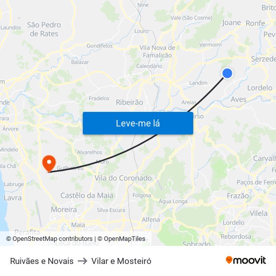 Ruivães e Novais to Vilar e Mosteiró map