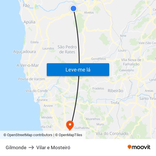 Gilmonde to Vilar e Mosteiró map