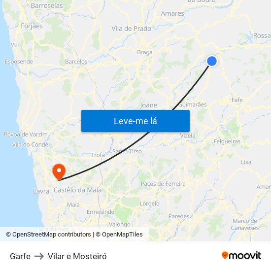 Garfe to Vilar e Mosteiró map