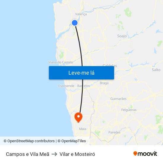 Campos e Vila Meã to Vilar e Mosteiró map