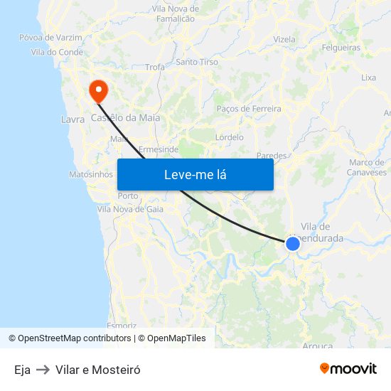 Eja to Vilar e Mosteiró map
