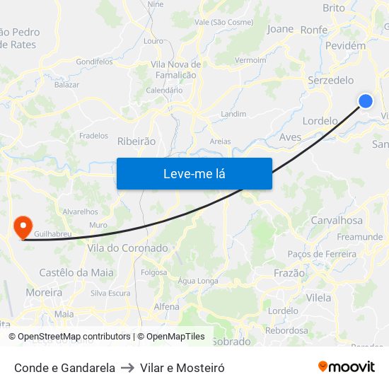 Conde e Gandarela to Vilar e Mosteiró map