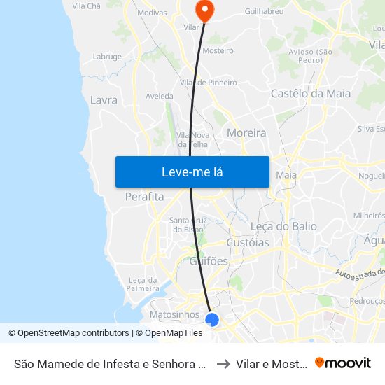 São Mamede de Infesta e Senhora da Hora to Vilar e Mosteiró map