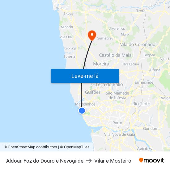 Aldoar, Foz do Douro e Nevogilde to Vilar e Mosteiró map