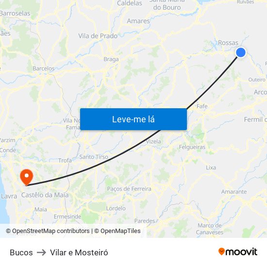 Bucos to Vilar e Mosteiró map