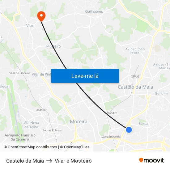 Castêlo da Maia to Vilar e Mosteiró map