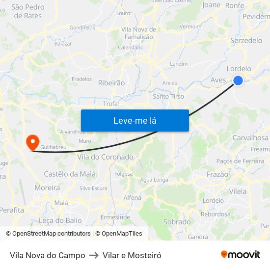 Vila Nova do Campo to Vilar e Mosteiró map