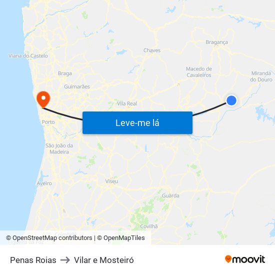 Penas Roias to Vilar e Mosteiró map