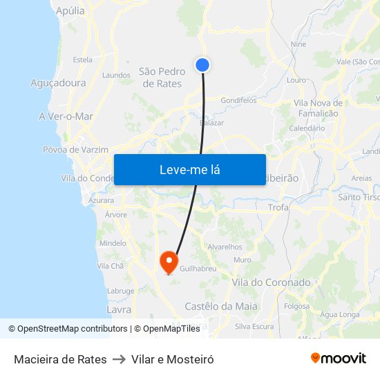 Macieira de Rates to Vilar e Mosteiró map