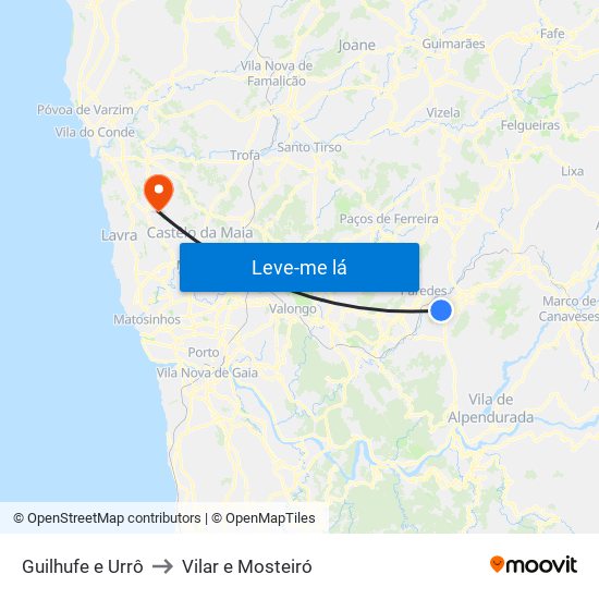 Guilhufe e Urrô to Vilar e Mosteiró map