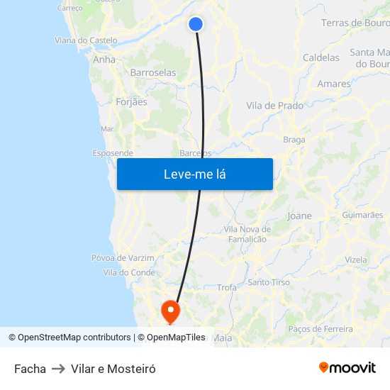 Facha to Vilar e Mosteiró map