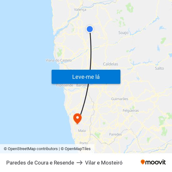 Paredes de Coura e Resende to Vilar e Mosteiró map