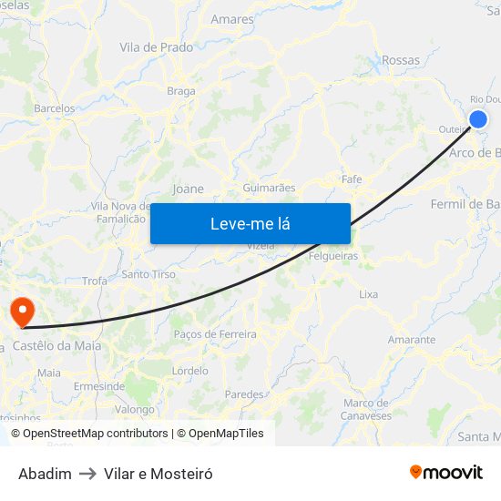 Abadim to Vilar e Mosteiró map