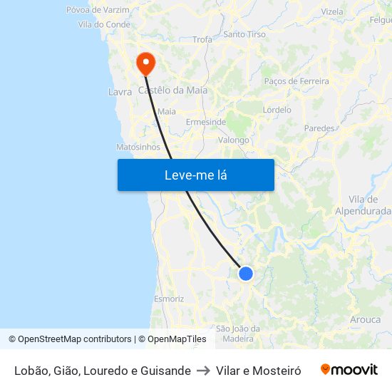 Lobão, Gião, Louredo e Guisande to Vilar e Mosteiró map