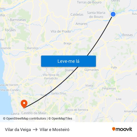 Vilar da Veiga to Vilar e Mosteiró map