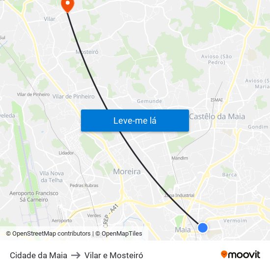 Cidade da Maia to Vilar e Mosteiró map