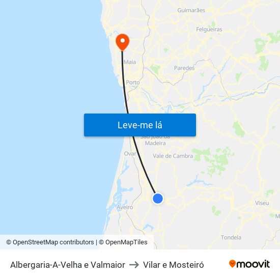 Albergaria-A-Velha e Valmaior to Vilar e Mosteiró map