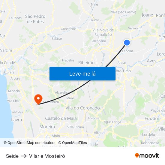 Seide to Vilar e Mosteiró map