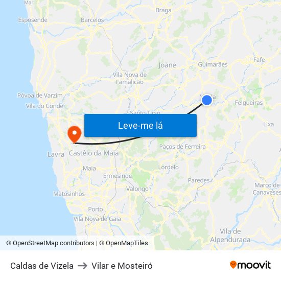 Caldas de Vizela to Vilar e Mosteiró map