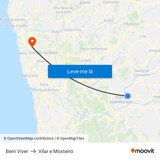 Bem Viver to Vilar e Mosteiró map