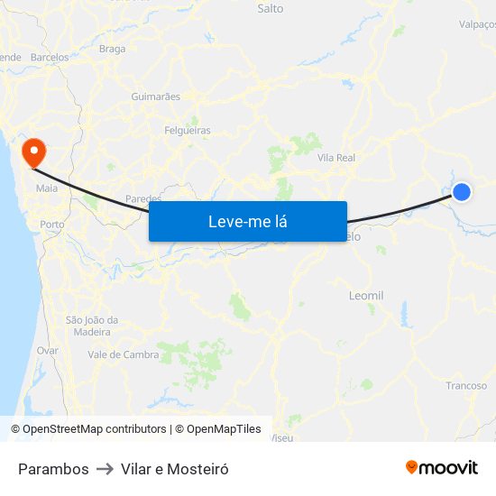 Parambos to Vilar e Mosteiró map