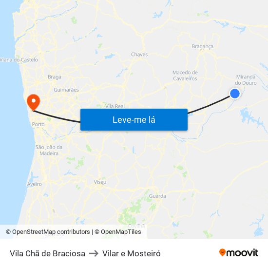 Vila Chã de Braciosa to Vilar e Mosteiró map
