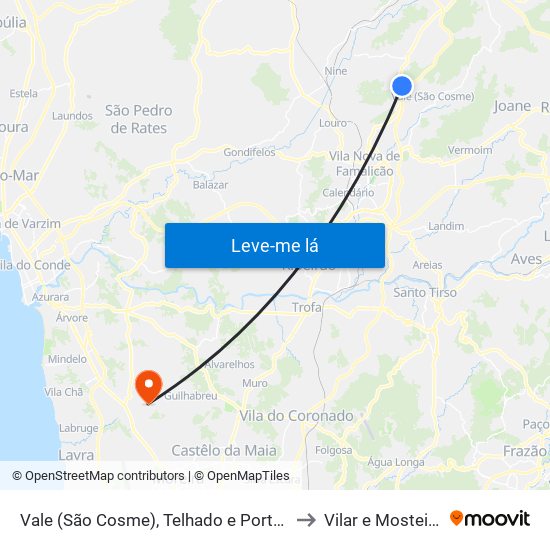 Vale (São Cosme), Telhado e Portela to Vilar e Mosteiró map